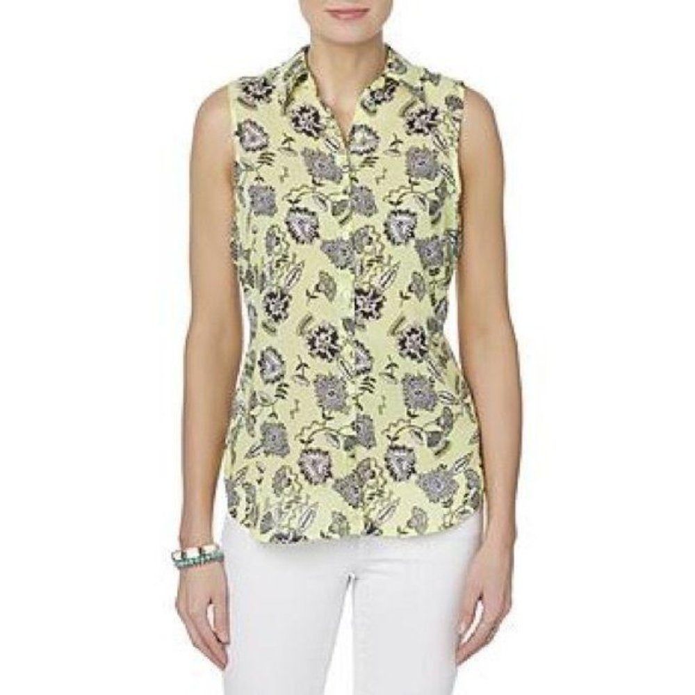 Attention Yellow & Black‎ Floral Sleeveless blouse
